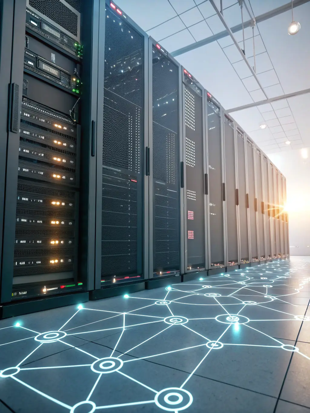 An abstract image representing data integration and system connectivity, highlighting the seamless integration capabilities of Novatide Consulting.